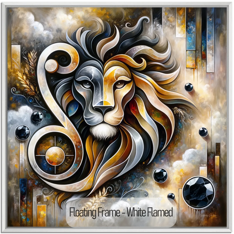 Stjernetegn Løven med Onyx Fødselssten i Moderne Kunstramme