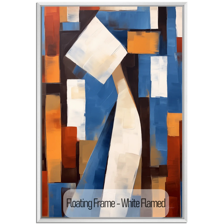 Abstract Collection | Cerulean Introspection | Contemporary Abstract Atmosphere in Art Print by Roderick Sebastiaan | WoodenFloaterFrame-White-Flamed_386c8376-dbc0-42b4-8f09-077c7bc423a7