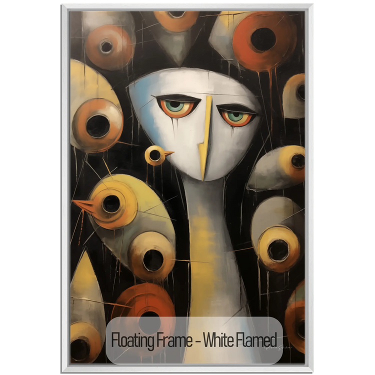 Abstract Collection | Enigmatic Watcher | Intriguing & Abstract Visual Story on Art Frame by Roderick Sebastiaan | WoodenFloaterFrame-White-Flamed_4b1275c2-788c-46a3-9dac-6c3dc4135a73