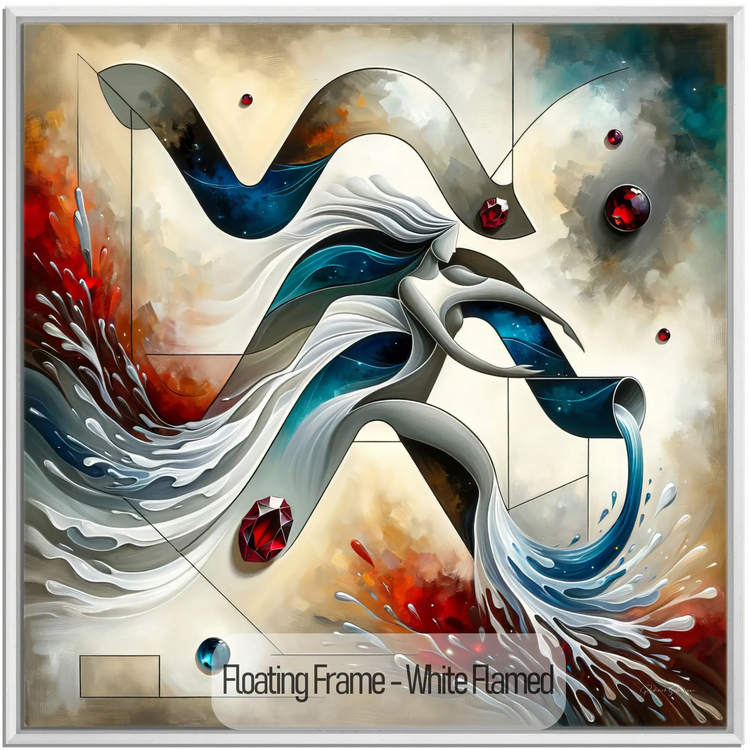 Stjernetegn Vandmand med Granat Fødselssten i Moderne Kunstramme