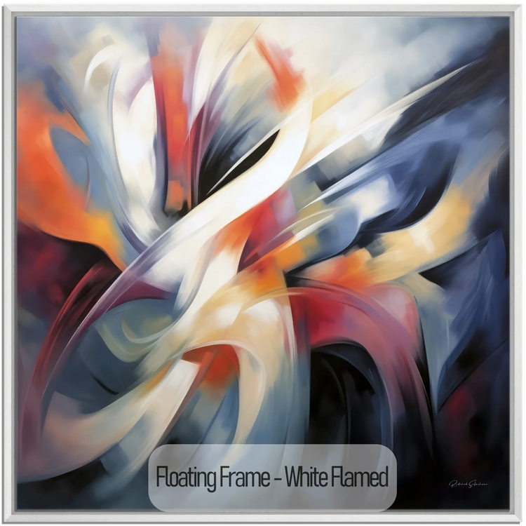 Abstract Collection | Colours of Passion | Passionate Warm Abstraction on Art cloth by Roderick Sebastiaan | WoodenFloaterFrame-White-Flamed_fd77f8e8-6a3f-48fc-89d5-3c7ea06eccc2