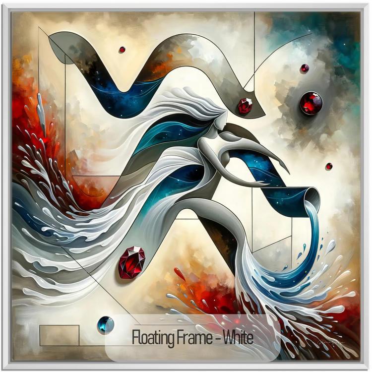 Stjernetegn Vandmand med Granat Fødselssten i Moderne Kunstramme