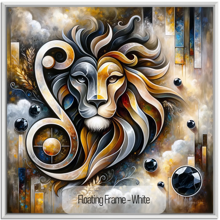 Stjernetegn Løven med Onyx Fødselssten i Moderne Kunstramme