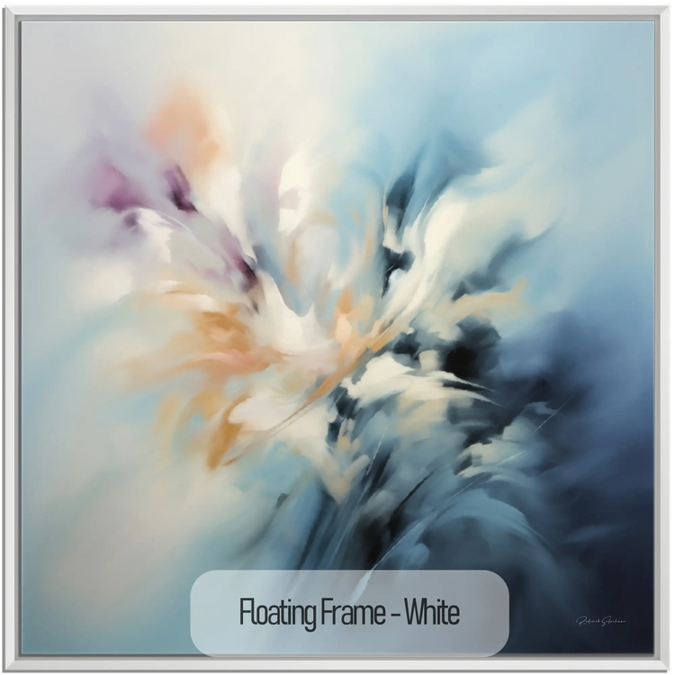 Abstract Collection | Forces of Creation | Abstract Cosmic Dance of the Elements by Roderick Sebastiaan | WoodenFloaterFrame-White_1fe5d20d-14bf-45d0-a525-e6d9007e43f1