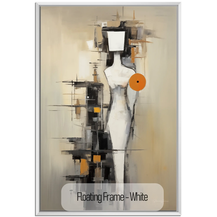 Abstract Collection | Future Noir | Abstract Future Vision of Minimalist Elegance by Roderick Sebastiaan | WoodenFloaterFrame-White_a016b646-0867-4ac0-bbfb-65a3ac379331