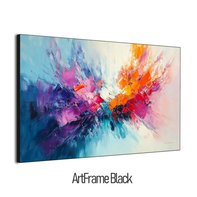 Abstract Collection | Fires of Renewal | Dynamic Abstract Burst in Vivid Hues of Orange and Purple by Roderick Sebastiaan | ArtFrameBlackFrame_4b1608b8-8522-46fb-b0fc-d33ca9bd004c