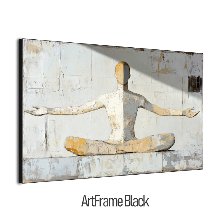 Male Collection | Inner Flow | Minimalist Meditation Figure in Earthy Neutrals by Roderick Sebastiaan | ArtFrameBlackFrame_56dc23ea-e4ad-46d8-8ab2-cb20d544d57a