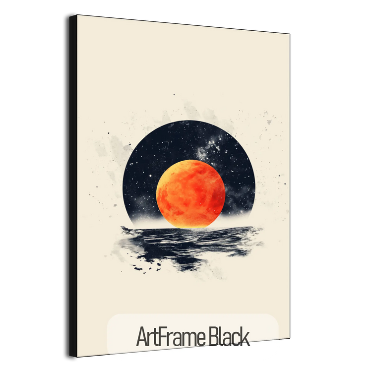 Minimalism Collection | Blood Moon Tide | Mystical Red Moon Seascape Art Print by Roderick Sebastiaan | ArtFrameBlackFrame_71cf8c1d-58a3-4e70-aba3-ebe2a5b00287