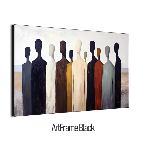 Male Collection | Gathering Shadows | Minimalist Silhouette Figures in Neutral Tones by Roderick Sebastiaan | ArtFrameBlackFrame_d0ae1bd4-62c9-4e4c-80e0-c64efbb9c855