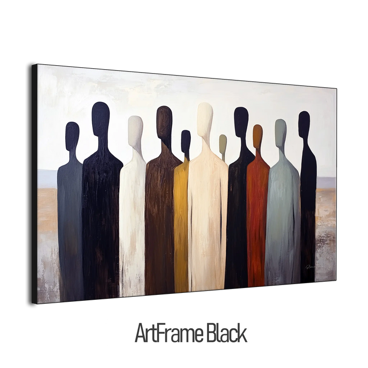 Male Collection | Gathering Shadows | Minimalist Silhouette Figures in Neutral Tones by Roderick Sebastiaan | ArtFrameBlackFrame_d0ae1bd4-62c9-4e4c-80e0-c64efbb9c855