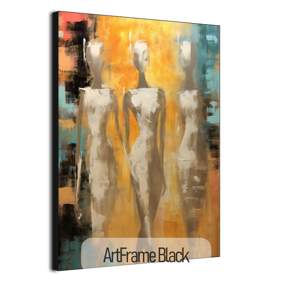 Feminine Collection | Ethereal Elegance | Refined Abstract Trio in Warm Glow on Art cloth by Roderick Sebastiaan | ArtFrameBlackFrame_f351198d-2d65-4d6a-846b-515f9859ce0f