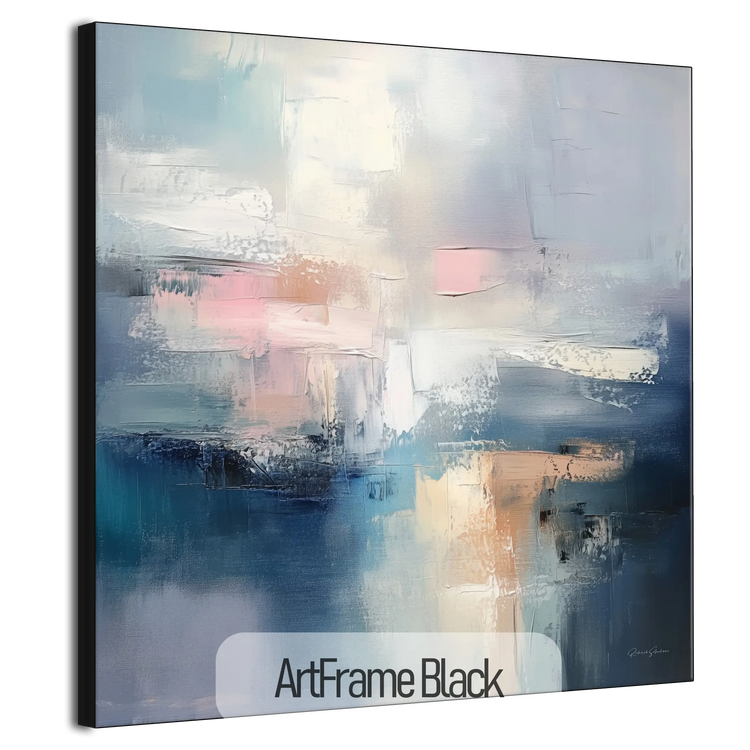 Abstract Collection | Clouded Reflections | Serene Abstract Art Print in Soothing Blues and Pinks by Roderick Sebastiaan | ArtFrameBlack_17a24925-d96e-4e84-8912-e4c9597ac18b