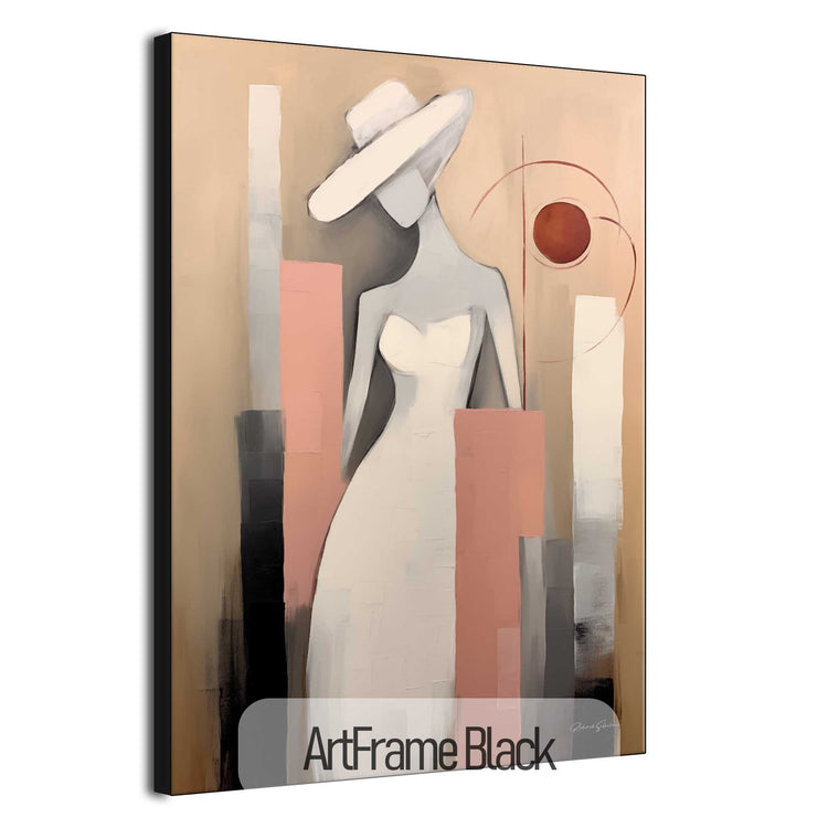 Feminine Collection | Silhouette in Flux | Fashionable Flowing Abstract Female Silhouette on Art Cloth by Roderick Sebastiaan | ArtFrameBlack_2302c67e-0d28-4a3b-ba52-7e68498c758e