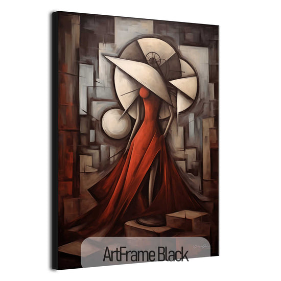 Feminine Collection | Scarlet Grace | Abstract Gracefulness and Passion in Fiery Shades on Art Cloth by Roderick Sebastiaan | ArtFrameBlack_2c541bbf-b1f0-4240-a206-e60d95f3cb09