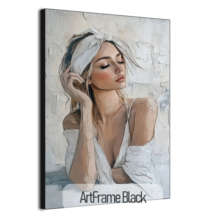 Feminine Collection | Refined Serenity | Elegant Female Portrait Art Print for Tranquil Spaces by Roderick Sebastiaan | ArtFrameBlack_6ff16372-7466-4488-8670-89a4af68161e