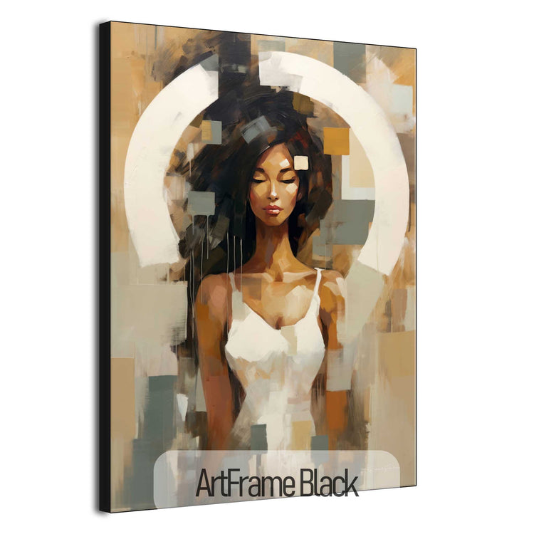 Feminine Collection | Fragmented Serenity | Abstract Realistic Female Portrait on Art Cloth by Roderick Sebastiaan | ArtFrameBlack_83f364da-ba4a-4998-9650-9f6060ab7b3f