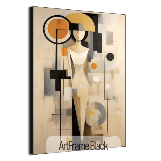 Abstract Collection | Graceful Geometry | Art Deco Inspired Woman Figure Portrait on Art Cloth by Roderick Sebastiaan | ArtFrameBlack_89fd579d-8c00-4bd9-8521-aa08bbf769d7