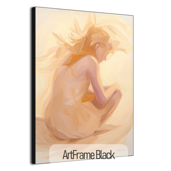 Feminine Collection | Luminous Contemplation | Serene Meditative Figure in Soft Light Art by Roderick Sebastiaan | ArtFrameBlack_a7eb4e43-862b-4737-93f9-5dc74a92c4fc