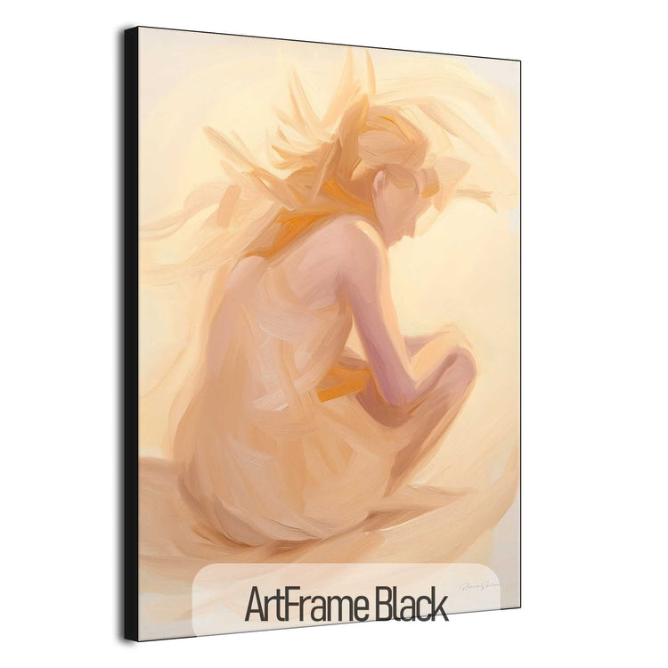 Feminine Collection | Luminous Contemplation | Serene Meditative Figure in Soft Light Art by Roderick Sebastiaan | ArtFrameBlack_a7eb4e43-862b-4737-93f9-5dc74a92c4fc