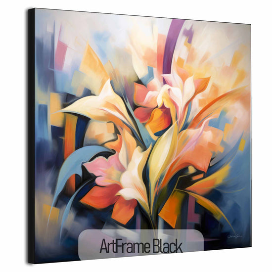 Botanical Collection | Petali di Fantasia | Colourful Flower Abstraction on Special Art Cloth by Roderick Sebastiaan | ArtFrameBlack_bc2ff108-11d2-4f7d-8951-88f098a3708a