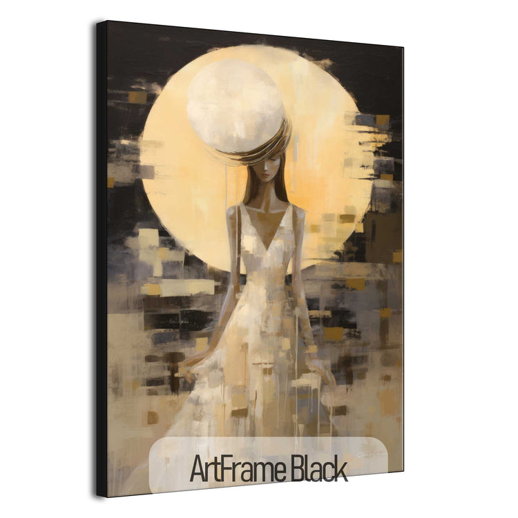 Feminine Collection | Luna Eleganza | Serene Moonlight Silhouette on Luxury Art cloth by Roderick Sebastiaan | ArtFrameBlack_e413e66b-3499-44ea-95be-672cad07277c