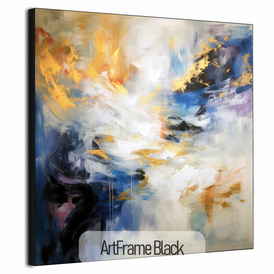 Abstract Collection | Sueños Dorados | Dreamy Gold and Blue Imagination on Art Frame by Roderick Sebastiaan | ArtFrameBlack_fe8b3975-b2bf-4fa2-9f6e-00a29a52c838