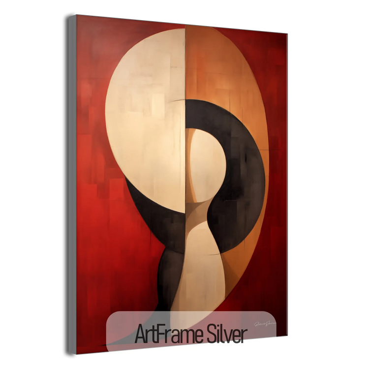 Abstract Collection | Crimson Dance | Fiery Red Abstract Dance on Modern Art Frame by Roderick Sebastiaan | ArtFrameSilverFrame_189e6316-21de-4805-9280-6c94c5e2869f