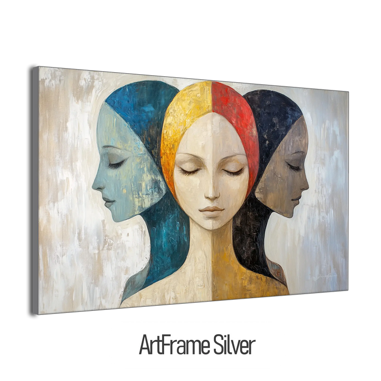 Feminine Collection | Silent Reflections | Symbolic Abstract Trio with Earthy and Vibrant Hues by Roderick Sebastiaan | ArtFrameSilverFrame_25e76bbc-02ea-4a2a-be09-0e8764adad0b