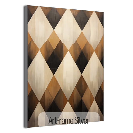 Geometry Collection | Espresso Diamond | Harmonic Pattern of Restful Earthen Tones by Roderick Sebastiaan | ArtFrameSilverFrame_47fee0ea-dc1c-406c-92e5-b8f0e44d3a08