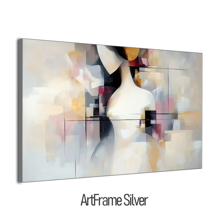 Surrealism Collection | Unspoken Dialogues | Abstract Cubist Female Silhouette with Soft Contrasts by Roderick Sebastiaan | ArtFrameSilverFrame_943d5ba0-e982-47ff-a1be-4074f460b780