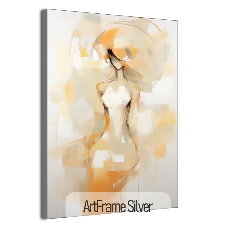 Silhouette in Sunlight | Radiant Sunlit Female Silhouette on Abstract Art cloth