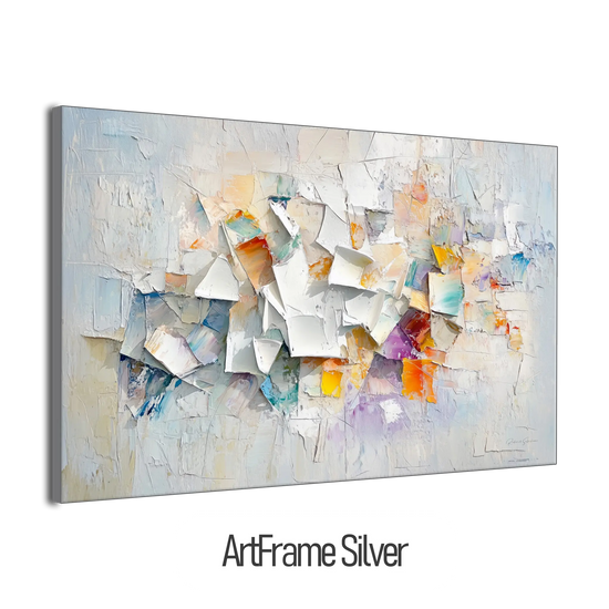 Abstract Collection | Fragments of Hope | Textured Look Abstract with Light Tones and Colourful Accents by Roderick Sebastiaan | ArtFrameSilverFrame_ad42f88a-e6f6-43c4-9b82-ff0cbb5dcbb0