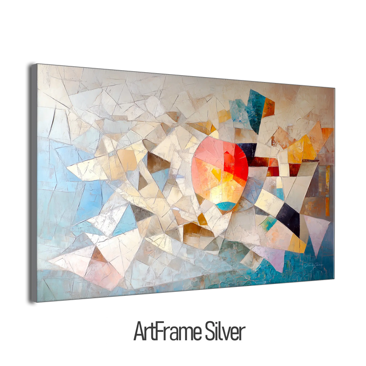 Geometry Collection | Unseen Connections | Geometric Abstract Art with Vibrant Colour Play by Roderick Sebastiaan | ArtFrameSilverFrame_bc6be2a1-393f-4d5c-8916-cf0605c99710