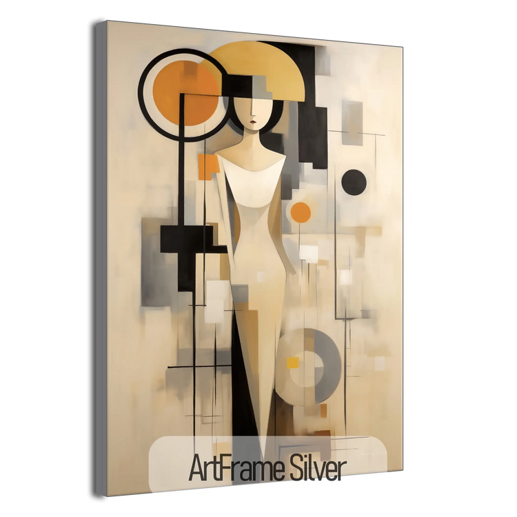 Graceful Geometry | Art Deco Inspired Woman Figure Portrait on Art Cloth