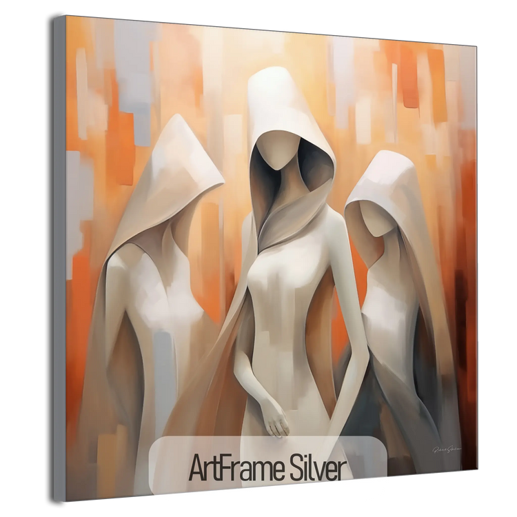 Feminine Collection | Cloaked in Mystery | Warm Toned Ambient Abstract of Mysterious Cloaked Figures by Roderick Sebastiaan | ArtFrameSilverFrame_fb6a3f91-c24f-4a94-8797-ad54a673c7c5