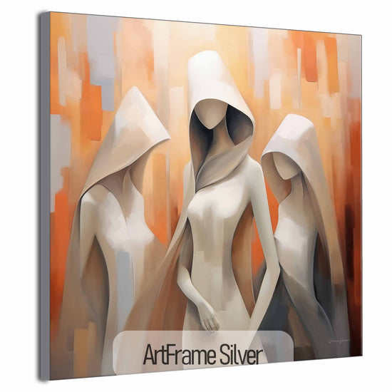 Feminine Collection | Cloaked in Mystery | Warm Toned Ambient Abstract of Mysterious Cloaked Figures by Roderick Sebastiaan | ArtFrameSilver_1a932c8a-1c04-4a7a-a022-8229ed97612a