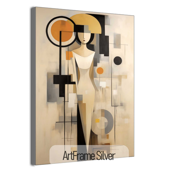 Abstract Collection | Graceful Geometry | Art Deco Inspired Woman Figure Portrait on Art Cloth by Roderick Sebastiaan | ArtFrameSilver_258a88fe-760c-4f11-bee6-5753f8edae98