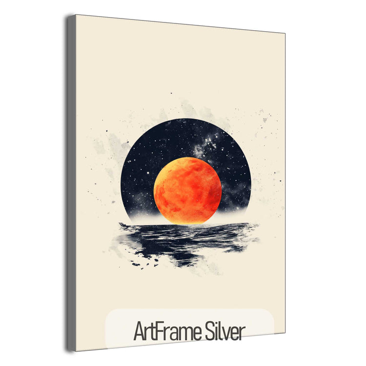 Minimalism Collection | Blood Moon Tide | Mystical Red Moon Seascape Art Print by Roderick Sebastiaan | ArtFrameSilver_310c4881-9298-4f0d-bb4d-f5f8eccf053e