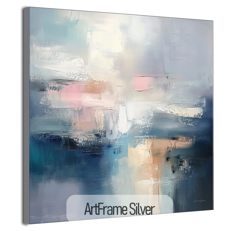 Abstract Collection | Clouded Reflections | Serene Abstract Art Print in Soothing Blues and Pinks by Roderick Sebastiaan | ArtFrameSilver_4bbcdb45-95e8-445b-8a22-c977da2a3686