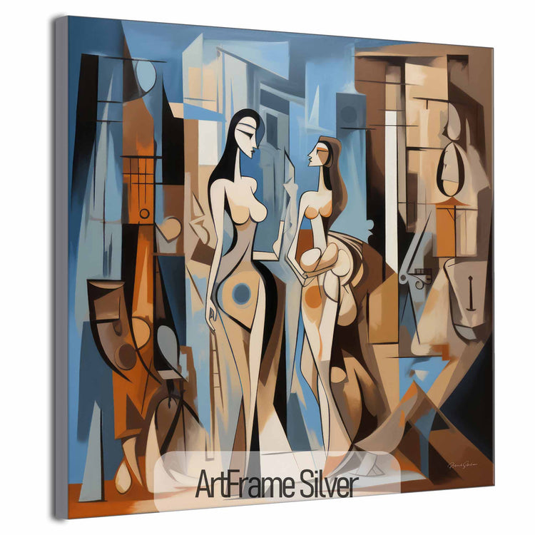 Surrealism Collection | Ville de Rêve No.1 | Abstract Meeting in a Dream City on Art Cloth by Roderick Sebastiaan | ArtFrameSilver_82a2380d-4dbf-45d1-904d-c039c451c2f8