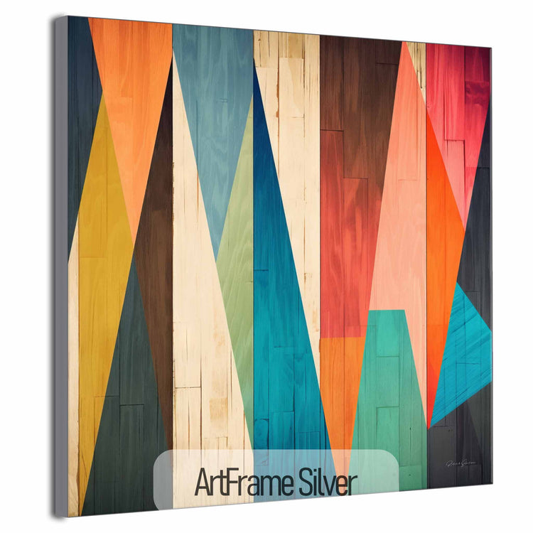 Geometry Collection | Woodland Contrasts No.1 | Colourful Geometric Wood Pattern on Art Cloth by Roderick Sebastiaan | ArtFrameSilver_8323d7eb-56ab-48c9-95b6-6efc31946d74