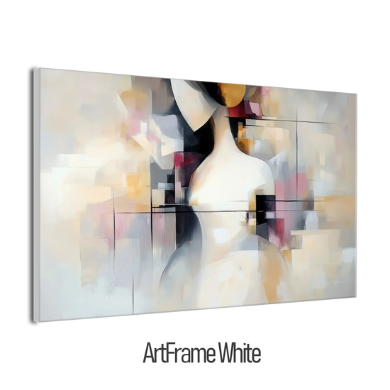 Surrealism Collection | Unspoken Dialogues | Abstract Cubist Female Silhouette with Soft Contrasts by Roderick Sebastiaan | ArtFrameWhiteFrame_090a594d-c63a-4656-8346-7478eba96b65