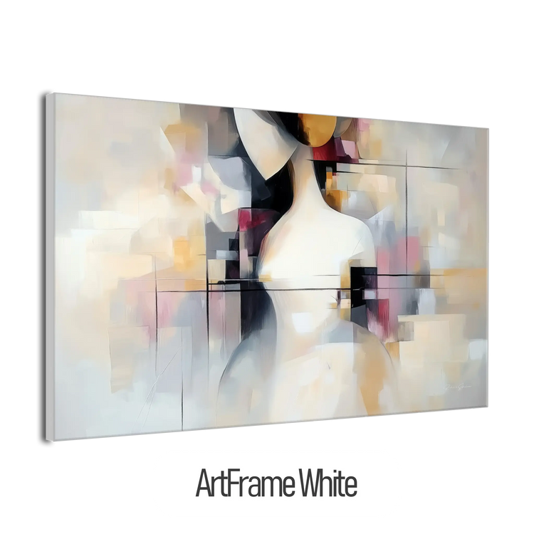 Surrealism Collection | Unspoken Dialogues | Abstract Cubist Female Silhouette with Soft Contrasts by Roderick Sebastiaan | ArtFrameWhiteFrame_090a594d-c63a-4656-8346-7478eba96b65