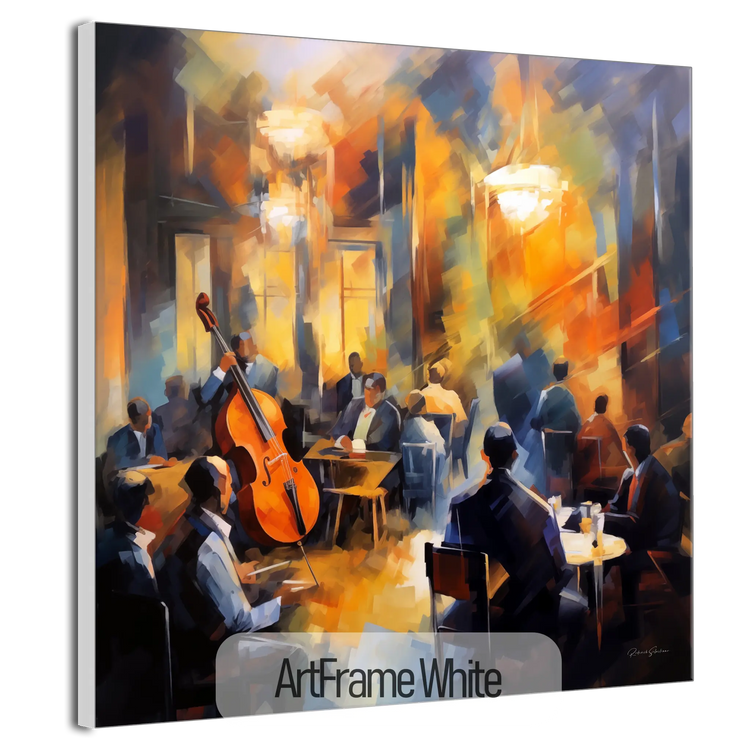 Music Collection | Echoes of Bourbon Street | Vibrant New Orleans Jazz Club Art Print by Roderick Sebastiaan | ArtFrameWhiteFrame_10523249-dd35-46e7-8d4d-721f29b489b9