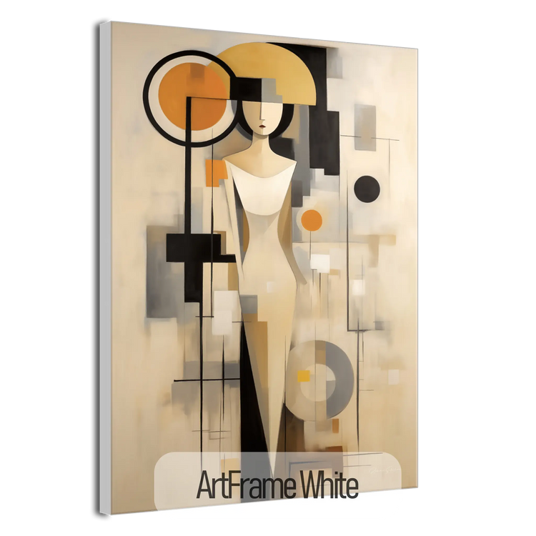 Graceful Geometry | Art Deco Inspired Woman Figure Portrait on Art Cloth