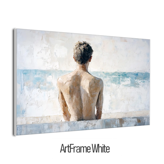 Male Collection | Back to the Sea – Minimalist Figurative Ocean-Inspired Canvas Art by Roderick Sebastiaan | ArtFrameWhiteFrame