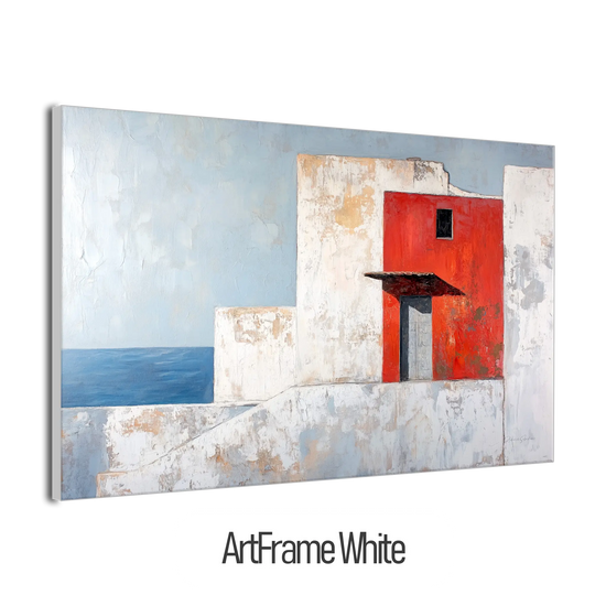 Minimalism Collection | The Red Wall | Mediterranean-Inspired Minimalist Architecture Art by Roderick Sebastiaan | ArtFrameWhiteFrame_62d1e629-bcc4-4322-9b2b-69c9f5a2c7af