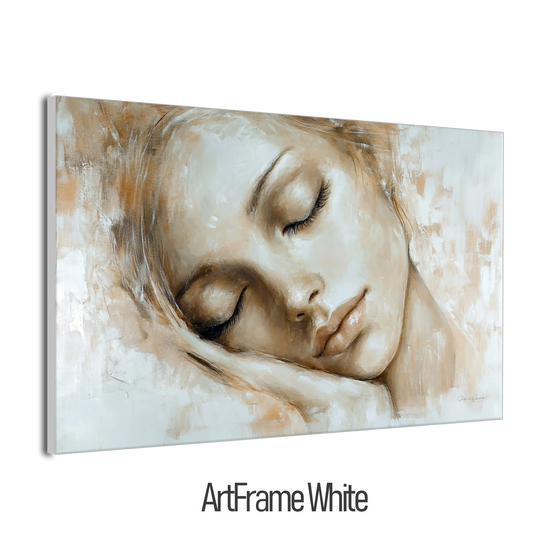 Feminine Collection | Tranquil Slumber | Serene Portrait in Soft Neutrals and Warm Hues by Roderick Sebastiaan | ArtFrameWhiteFrame_68685345-1fdb-4820-bdb1-eae7a600c3dc