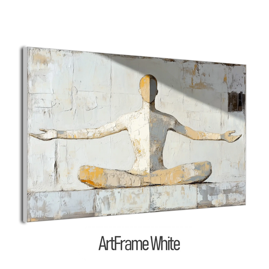 Male Collection | Inner Flow | Minimalist Meditation Figure in Earthy Neutrals by Roderick Sebastiaan | ArtFrameWhiteFrame_935a0408-517e-4fa7-88a0-078c93fa3a3c