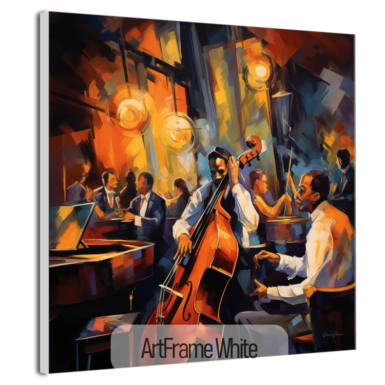 Roaring 20's French Quarter | Vibrant Jazz Abstraction in Elegant Art Frame